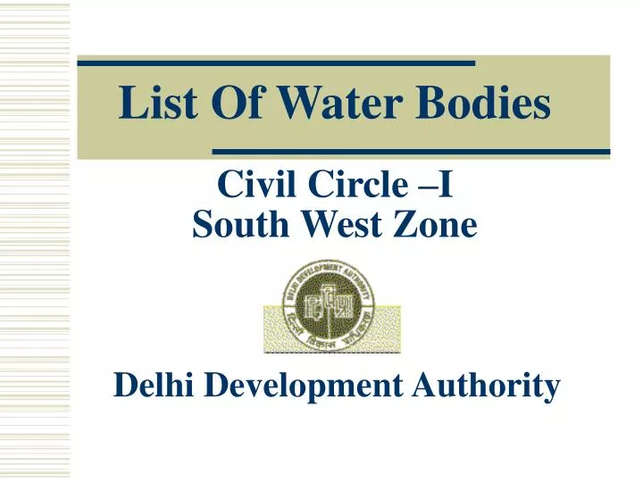 list of water bodies civil circle i south west zone