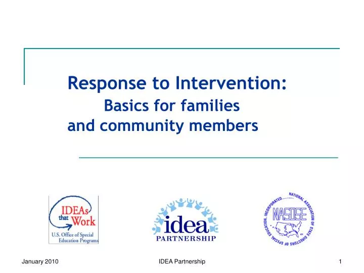 response to intervention basics for families and community members