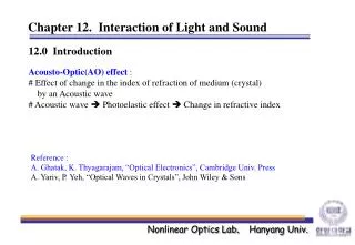 Chapter 12. Interaction of Light and Sound