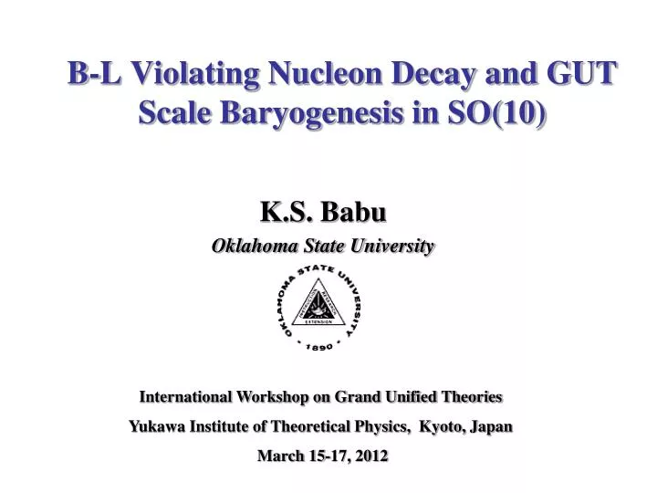 b l violating nucleon decay and gut scale baryogenesis in so 10