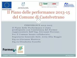 il piano delle performance 2013 15 del comune di castelvetrano