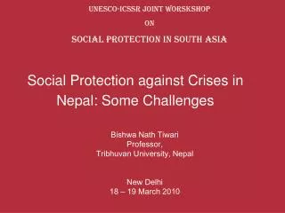 Social Protection against Crises in Nepal: Some Challenges