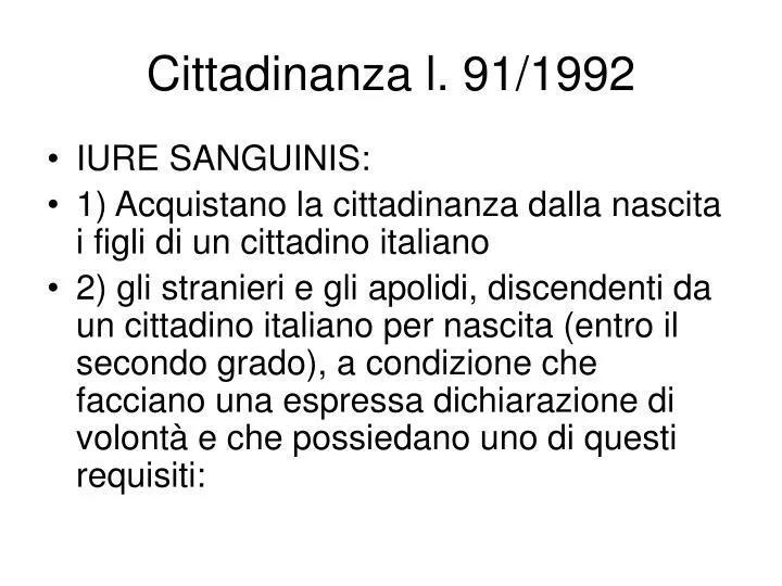 cittadinanza l 91 1992