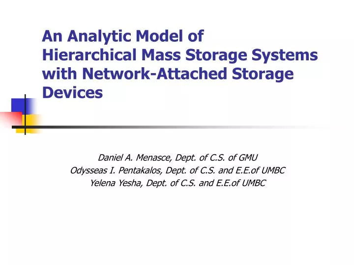 an analytic model of hierarchical mass storage systems with network attached storage devices