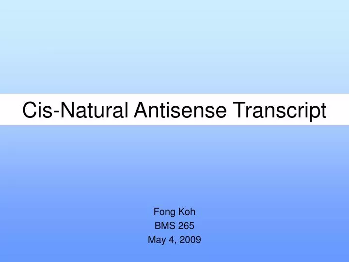 cis natural antisense transcript