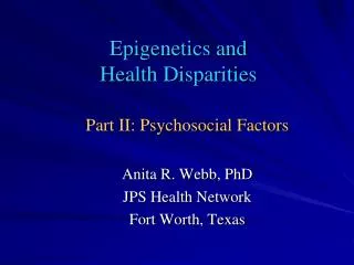 Epigenetics and Health Disparities