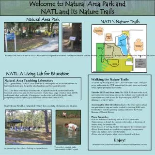 Welcome to Natural Area Park and NATL and Its Nature Trails