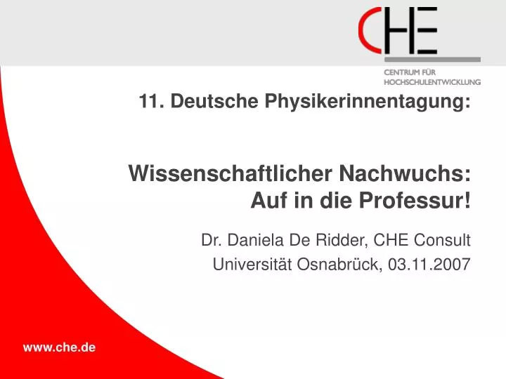 11 deutsche physikerinnentagung wissenschaftlicher nachwuchs auf in die professur