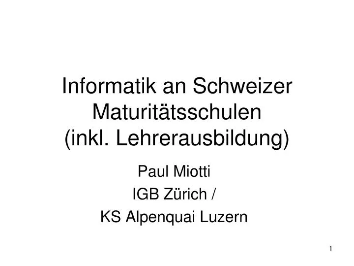 informatik an schweizer maturit tsschulen inkl lehrerausbildung