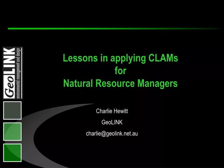 lessons in applying clams for natural resource managers