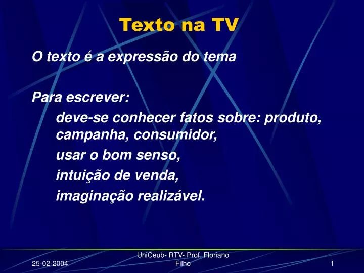 texto na tv