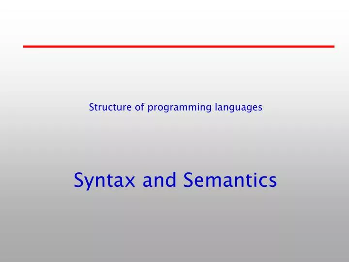 syntax and semantics