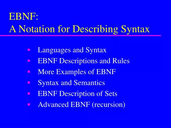 ebnf a notation for describing syntax
