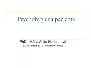 psychohygiena pacienta