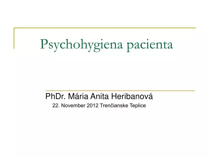 psychohygiena pacienta