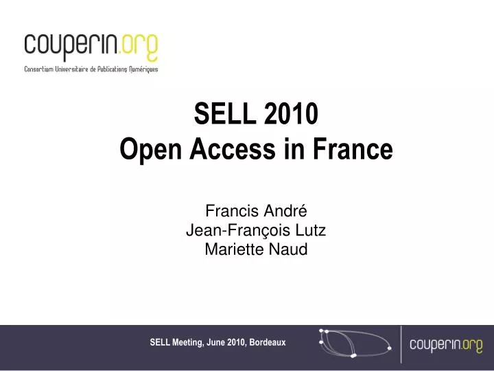 sell 2010 open access in france francis andr jean fran ois lutz mariette naud