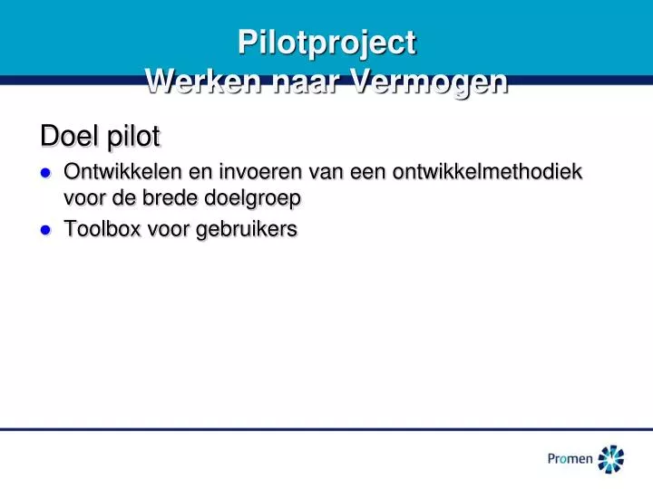 pilotproject werken naar vermogen