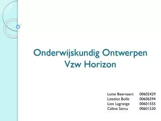 onderwijskundig ontwerpen vzw horizon