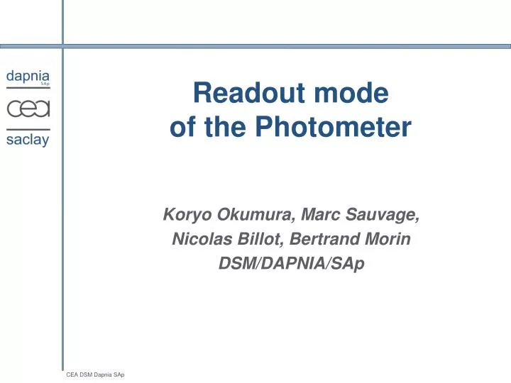 readout mode of the photometer