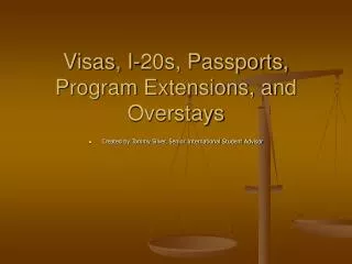 Visas, I-20s, Passports, Program Extensions, and Overstays