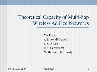 Theoretical Capacity of Multi-hop Wireless Ad Hoc Networks