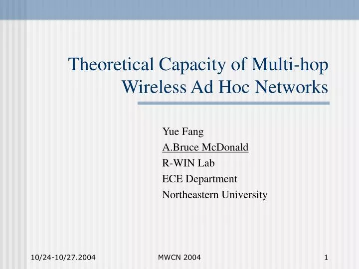theoretical capacity of multi hop wireless ad hoc networks