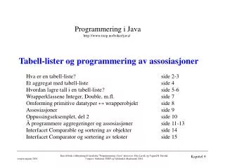 tabell lister og programmering av assosiasjoner