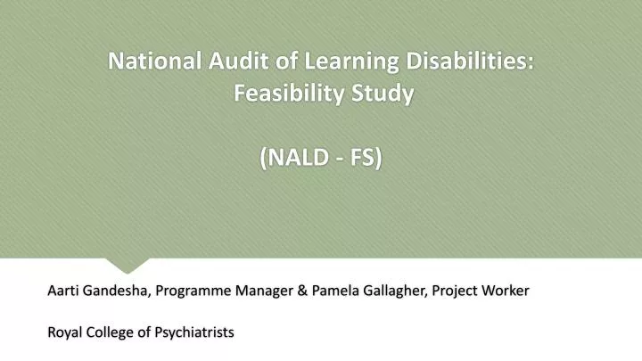 national audit of learning disabilities feasibility study nald fs