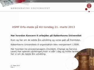 itsmf erfa m de p ku torsdag 21 marts 2013