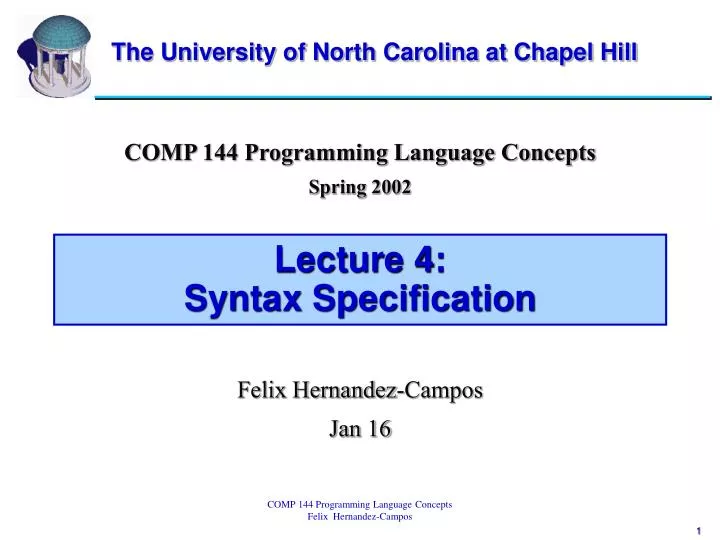 lecture 4 syntax specification