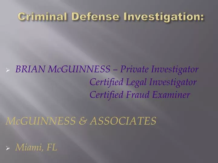 criminal defense investigation