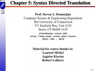 Chapter 5: Syntax Directed Translation