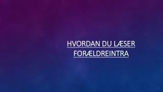 hvordan du l ser for ldreintra