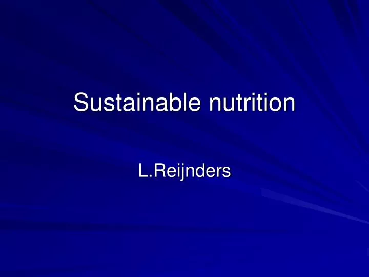 sustainable nutrition