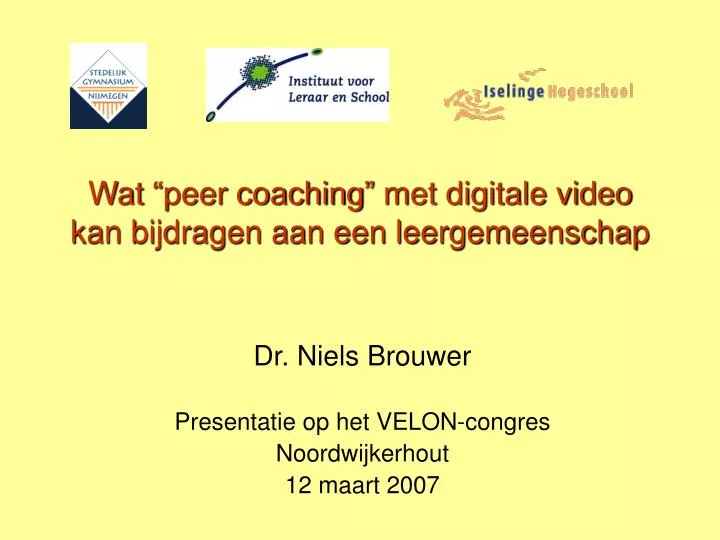 wat peer coaching met digitale video kan bijdragen aan een leergemeenschap