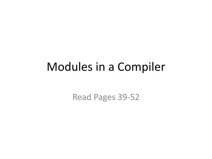 modules in a compiler