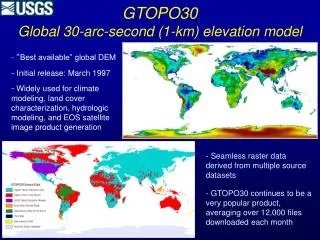 GTOPO30 Global 30-arc-second (1-km) elevation model
