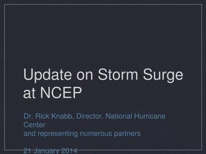 update on storm surge at ncep