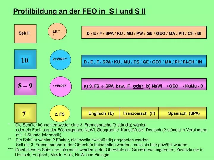 profilbildung an der feo in s i und s ii