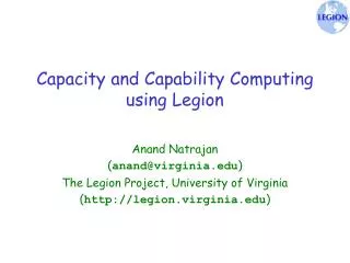 Capacity and Capability Computing using Legion