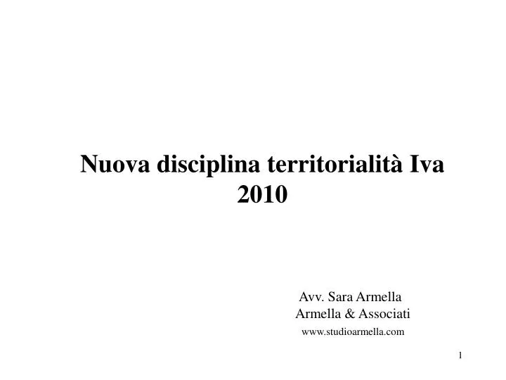 nuova disciplina territorialit iva 2010