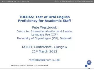 TOEPAS: Test of Oral English Proficiency for Academic Staff