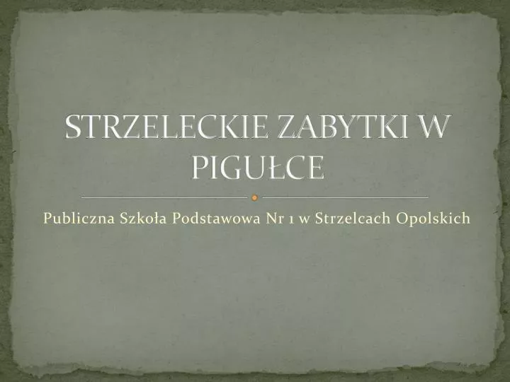 strzeleckie zabytki w pigu ce