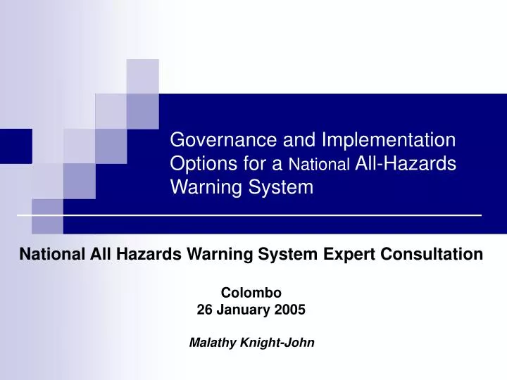 governance and implementation options for a national all hazards warning system