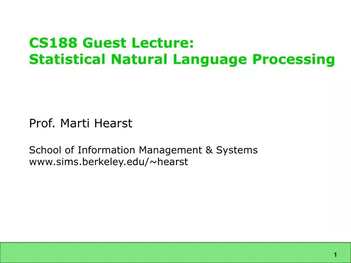 cs188 guest lecture statistical natural language processing