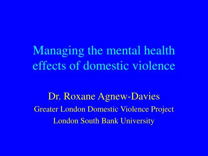 managing the mental health effects of domestic violence