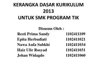 kerangka dasar kurikulum 2013 untuk smk program tik