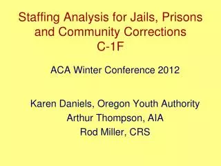 Staffing Analysis for Jails, Prisons and Community Corrections C-1F