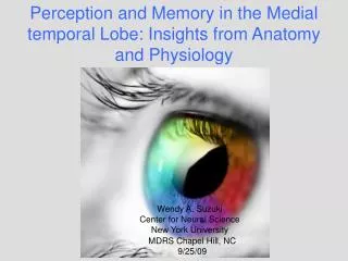 Perception and Memory in the Medial temporal Lobe: Insights from Anatomy and Physiology