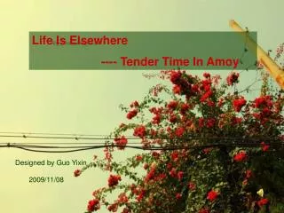 Life Is Elsewhere ---- Tender Time In Amoy